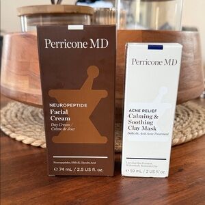 Perricone MD Neuropeptide Facial Cream and Acne Relief Clay Mask both new